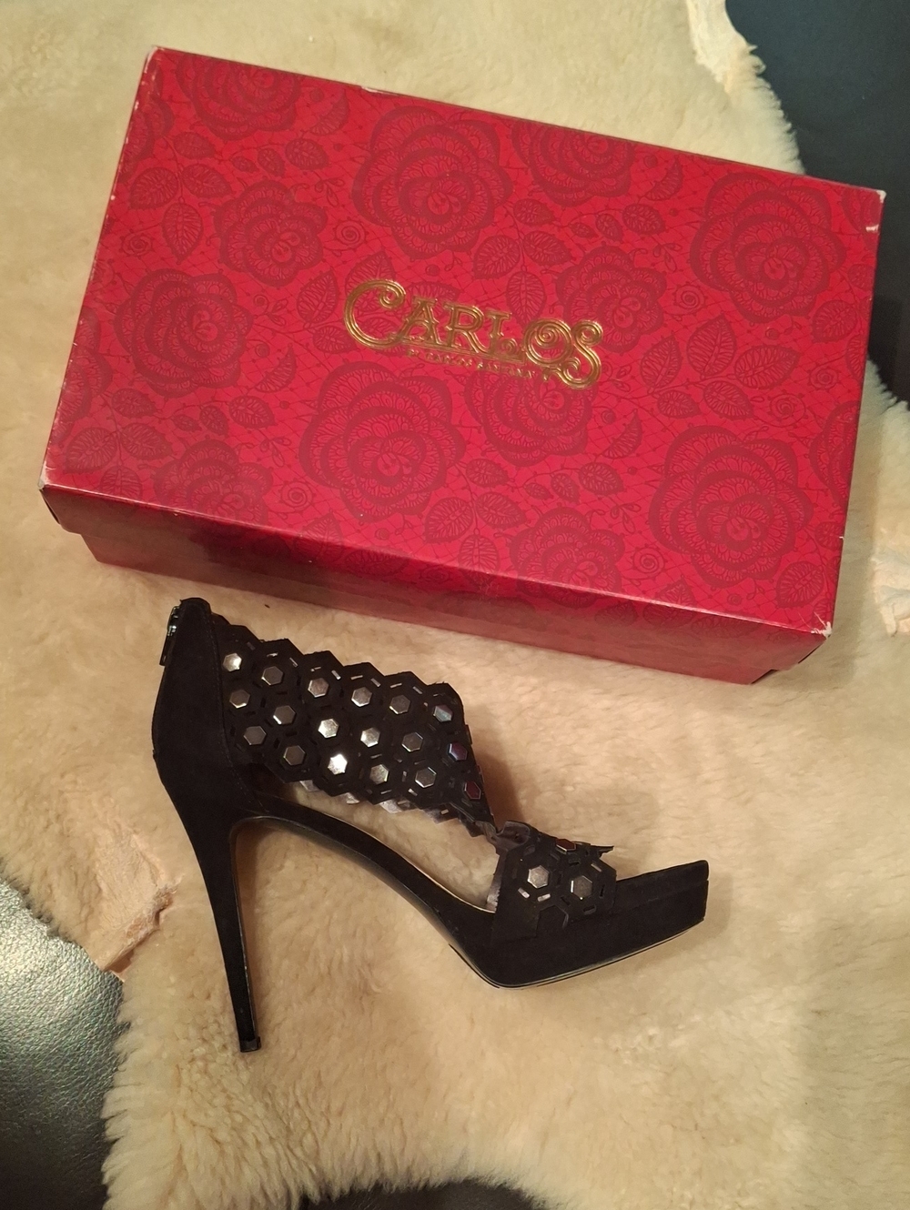 Carlos by Santana Black Cutout High Heel Sandal